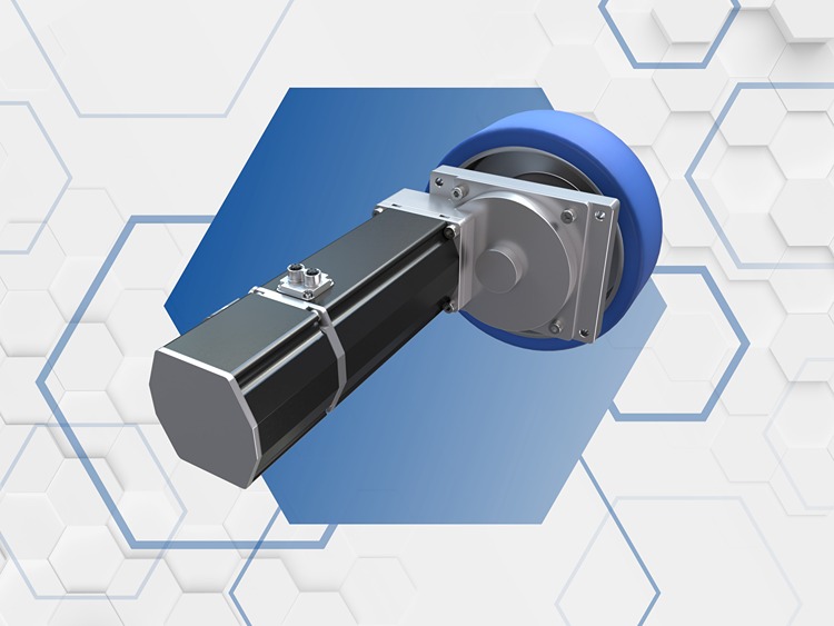 Radnabenantrieb von dunkermotoren mit blauem Rad und schwarzem BLDC motor